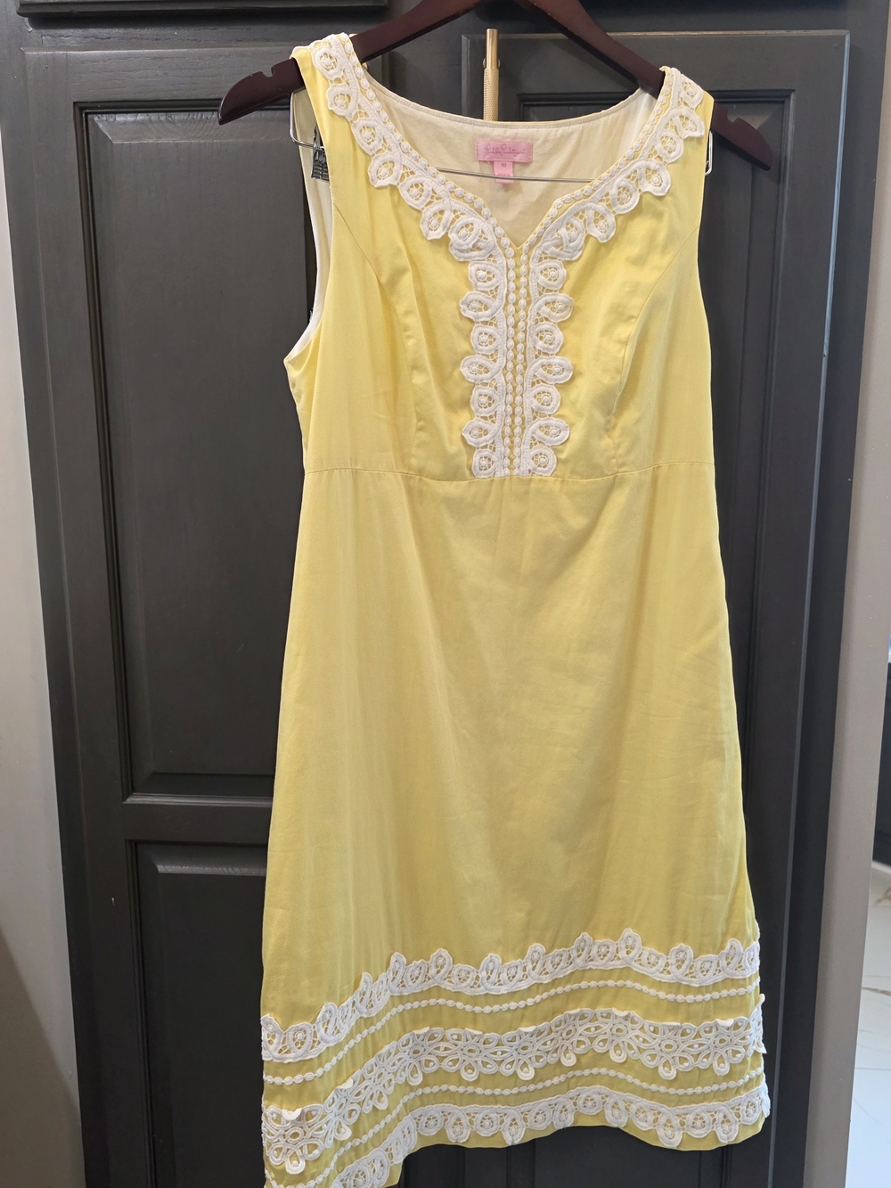 Lilly Pulitzer Yellow Sleeveless Dress with White Lace Trim